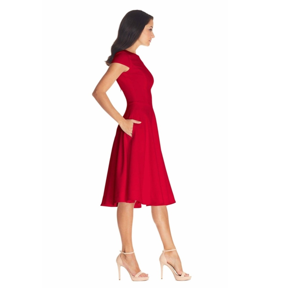 NEW DRESS THE POPULATION Livia GARNET Red Fit & Flare MIDI Cocktail DRESS S - Picture 11 of 14